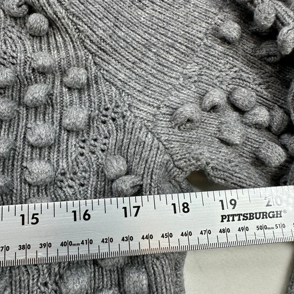 BCBGMAXAZRIA Mock Neck Bobble Knit Sweater Merino Wool Grey Size‎ Large